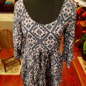 Blue Rain XS black‎ white bell sleeves